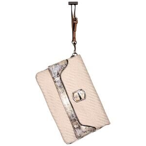 GUESS Beige and Snake Print Clutch Wristlet Large